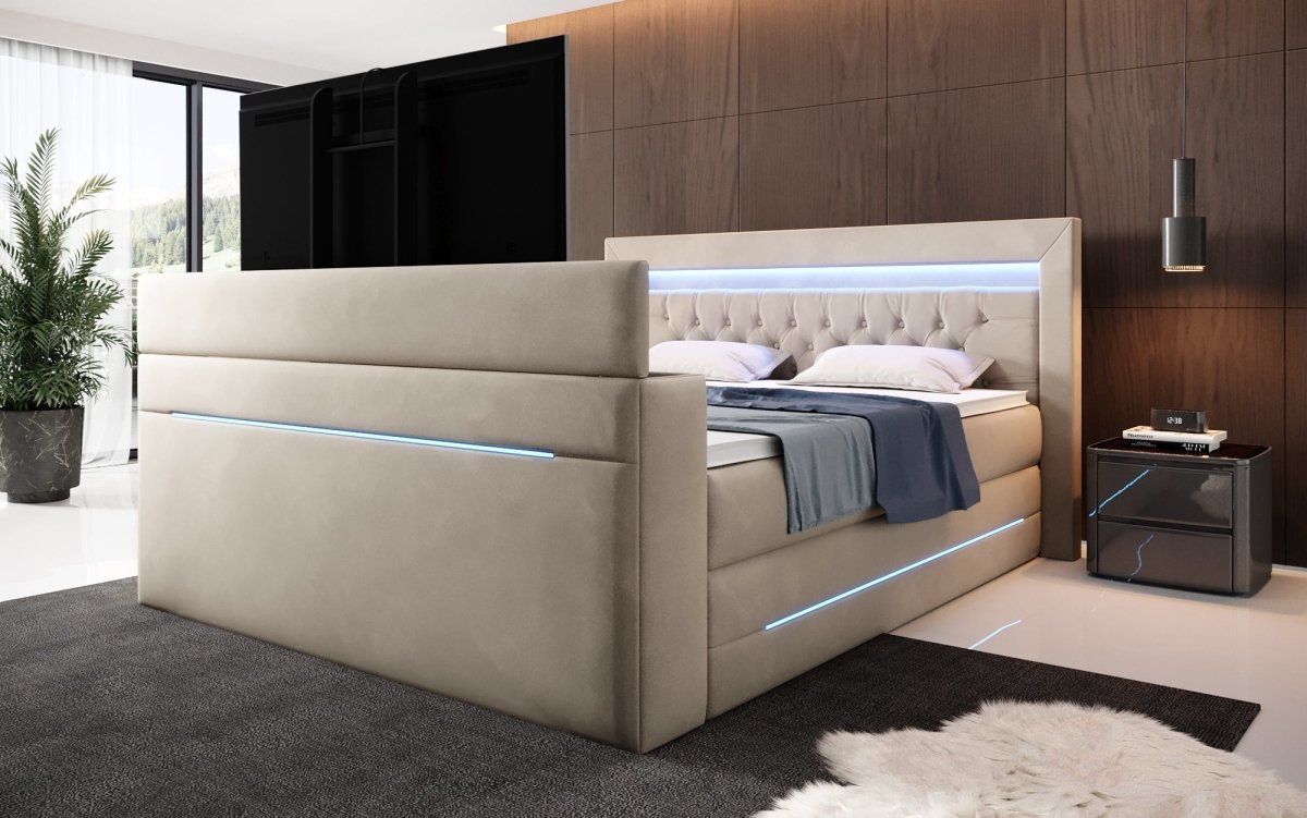 Boxspringbett Neptun mit TV Lift und RGB - Luxusbetten24