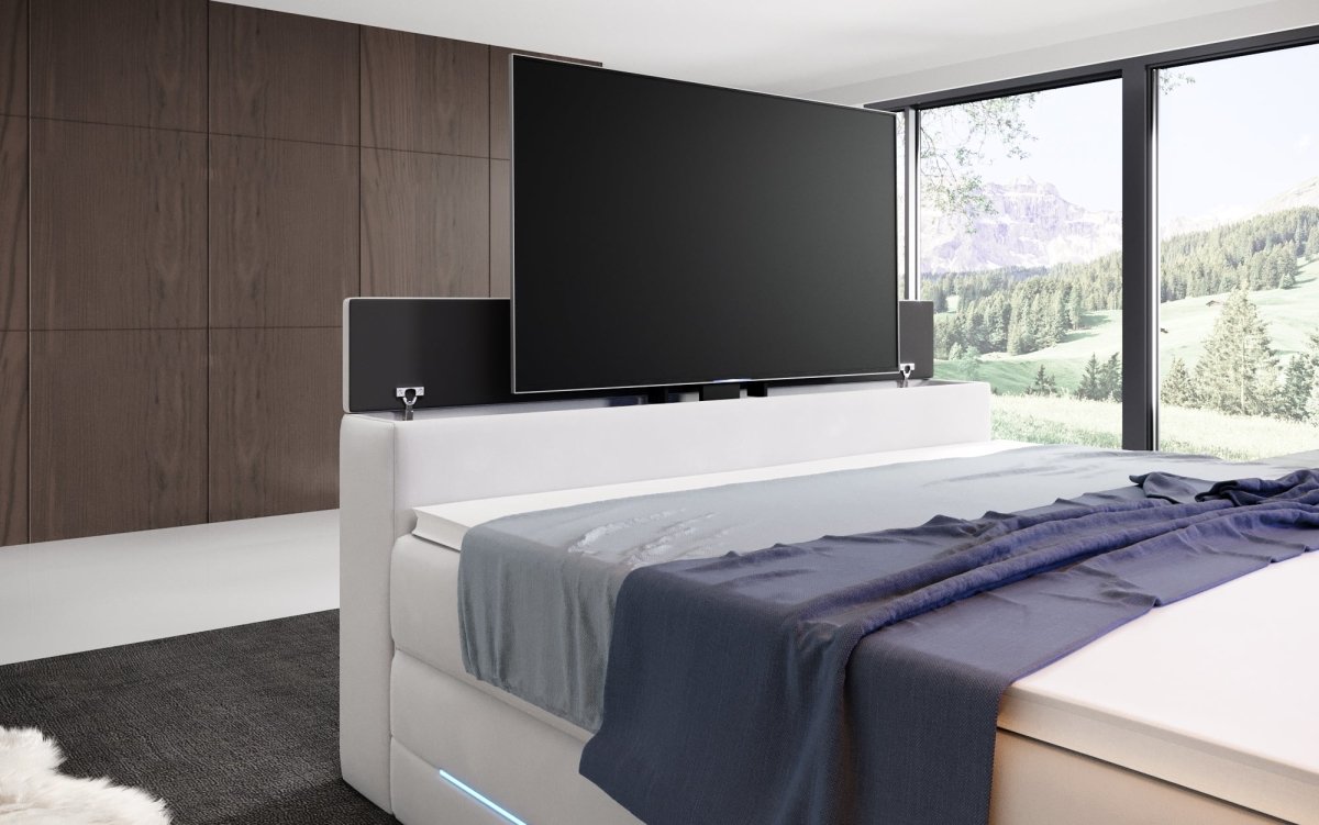 Boxspringbett Pluto mit TV Lift, RGB und Stauraum - Luxusbetten24
