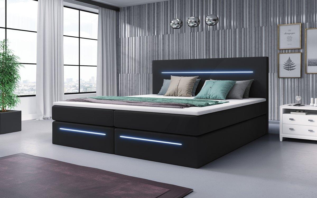 Boxspringbett Sejour mit LED u. Stauraum - Luxusbetten24