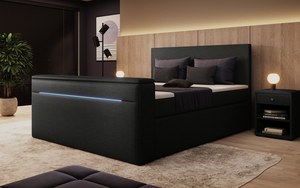 Boxspringbett Simple mit TV Lift und LED - Luxusbetten24