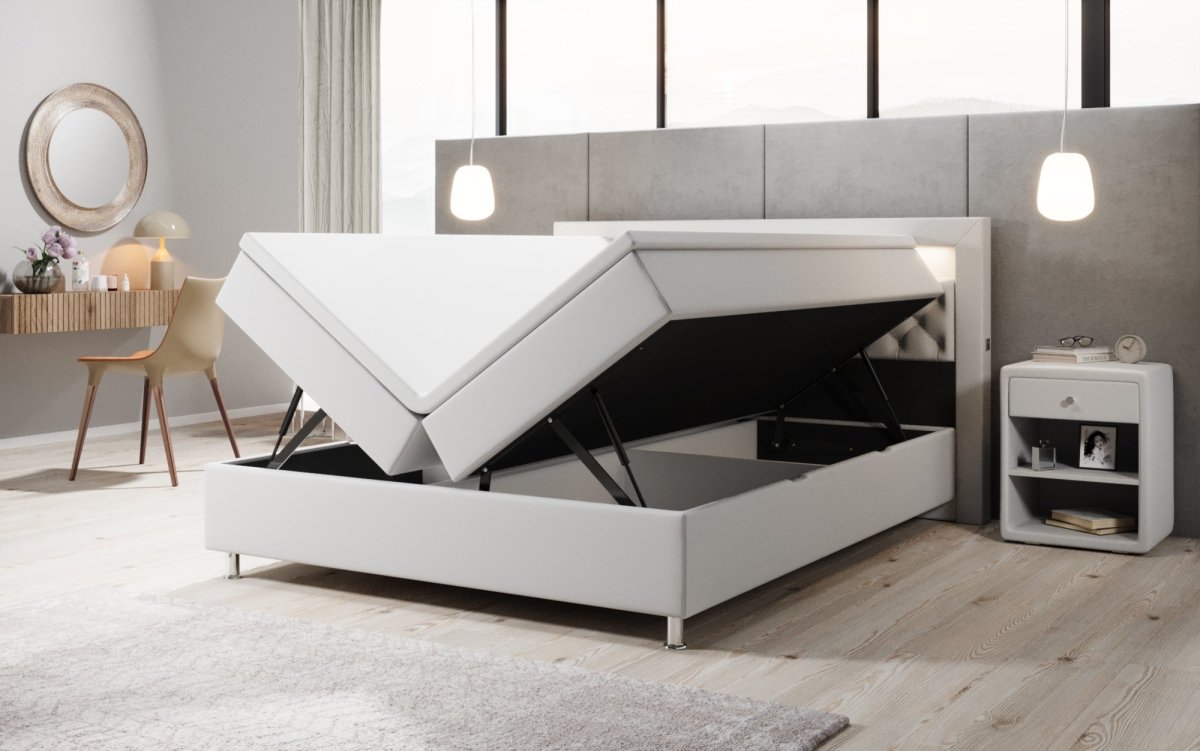 Boxspringbett Tesero mit USB, RGB und Stauraum - Luxusbetten24