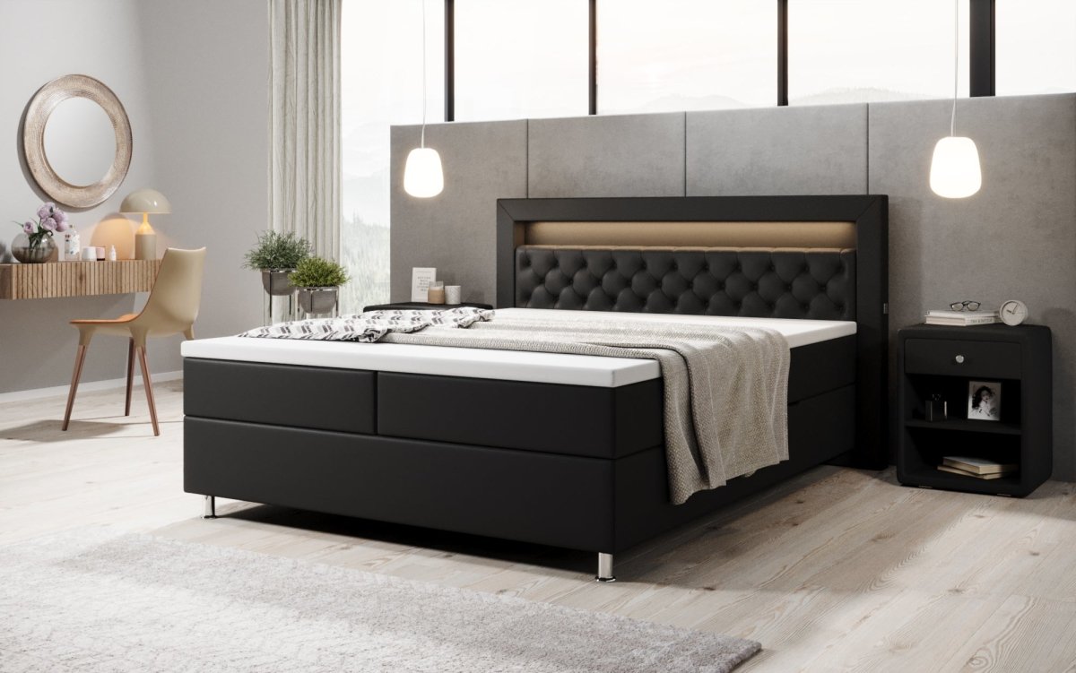 Boxspringbett Tesero mit USB, RGB und Stauraum - Luxusbetten24