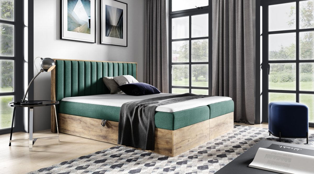 Designer Holzbett Jonah mit Stauraum - Luxusbetten24