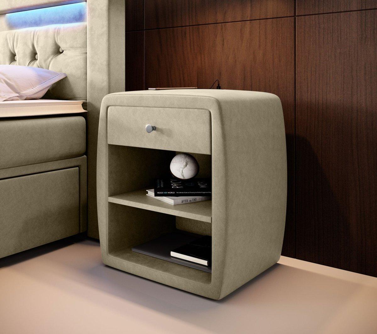 Designer Nachttisch Lilly mit USB Anschluss (Samt)