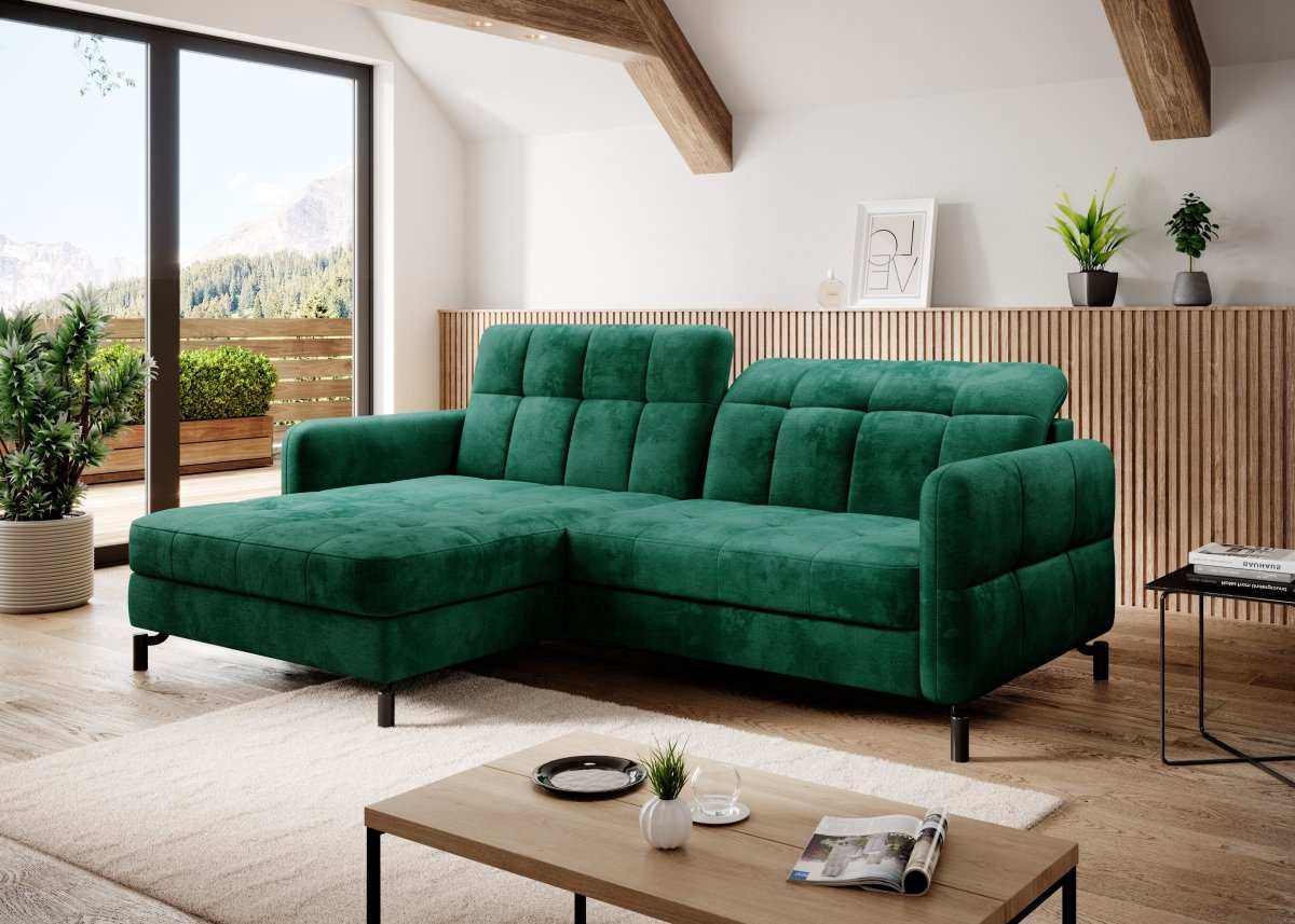 Designer Ecksofa Loria mit Schlaf- und Klappfunktion