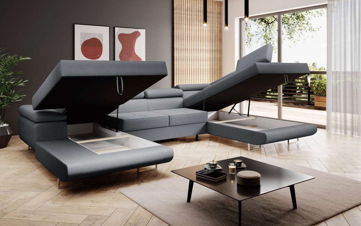 Designer Sofa Matera mit Schlaf - und Klappfunktion (Stoff)