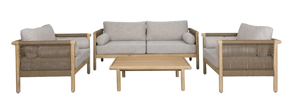 Outdoor-Bänke Orivo Oasis (Sofa + Coffee Table + 2 Lounge Chair ) – aus Stoff in Beige