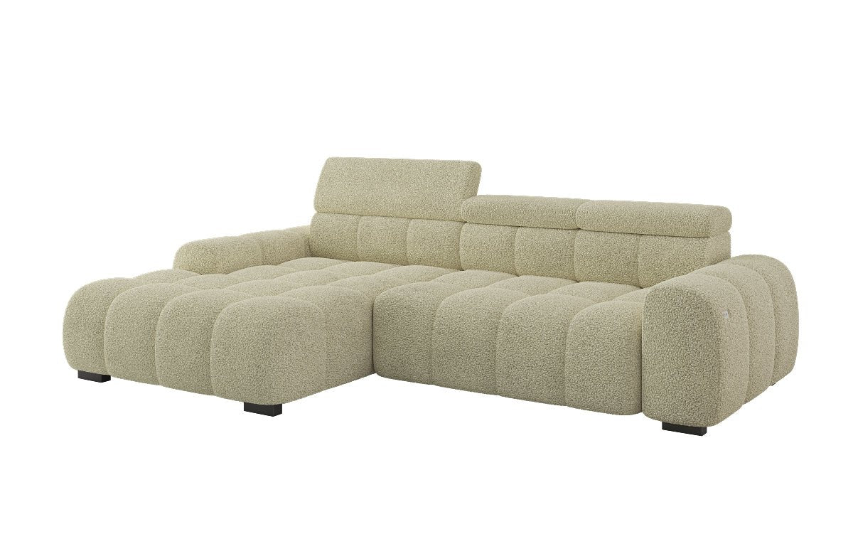 Designer Sofa Elaro L mit elektrischer Sitzerweiterung in Bouclé