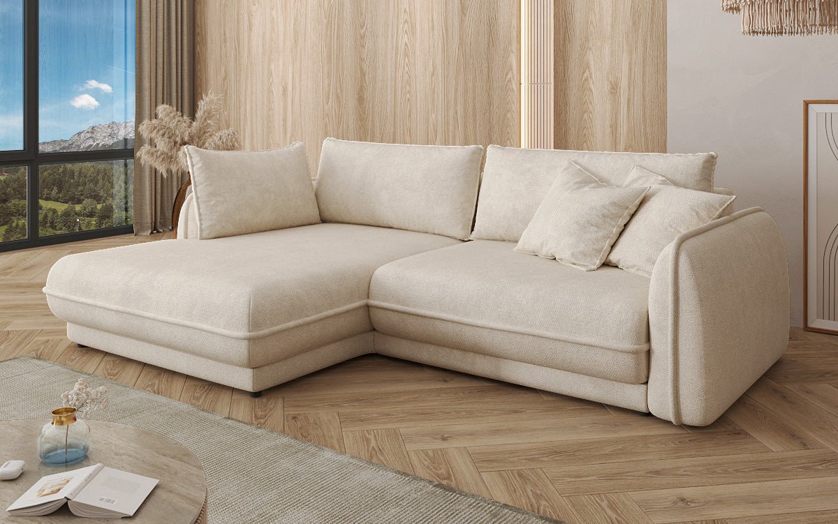 Designer Sofa Mojave II Stoff mit Schlaffunktion und Stauraum