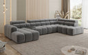 Designer Sofa Wohnlandschaft Mia mit elektrischer Sitzerweiterung in Chenille