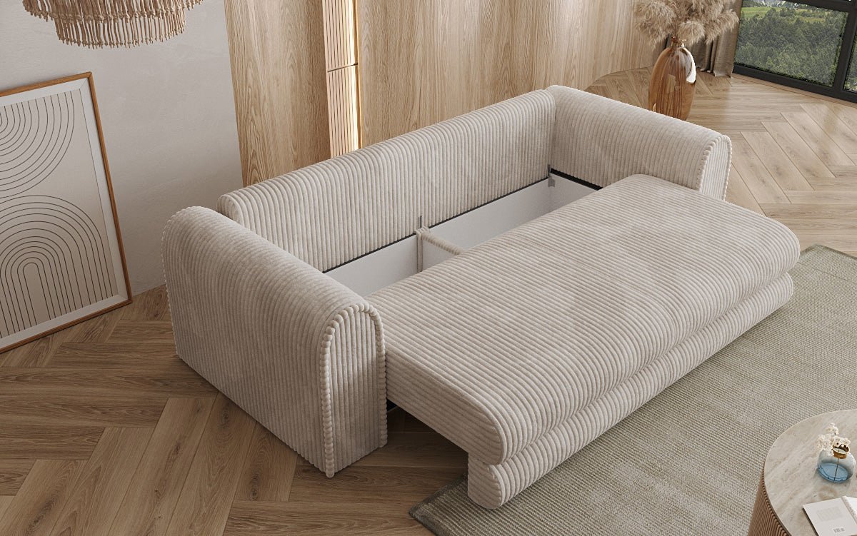 Designer Sofa Lil Buddy 3 Sitzer mit Schlaffunktion und Stauraum in Breitcord