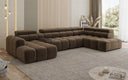 Designer Sofa Wohnlandschaft Mia mit elektrischer Sitzerweiterung in Chenille