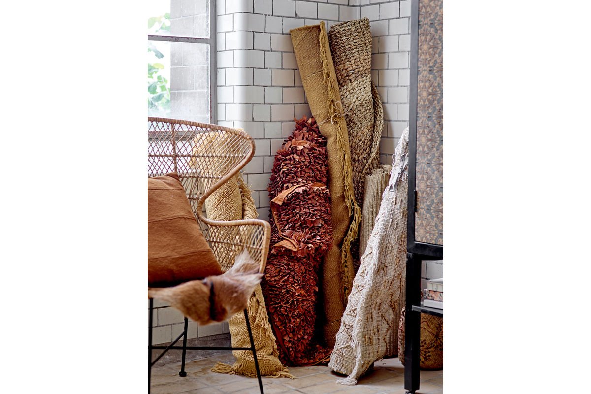 Zierkissen Arden – Baumwollkissen in Braun mit Patchwork-Optik