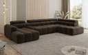Designer Sofa Wohnlandschaft Mia mit elektrischer Sitzerweiterung in Chenille