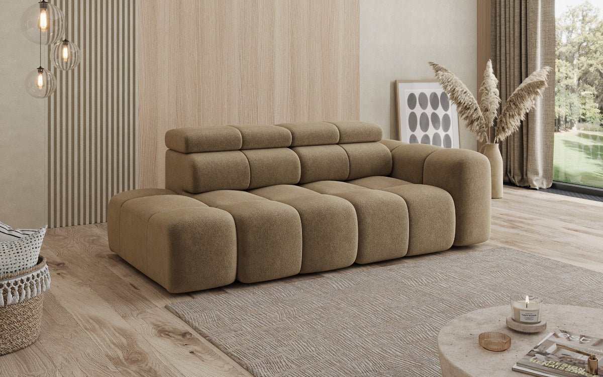 Designer Sofa 3-Sitzer mit Chaise Longue Mia in Chenille