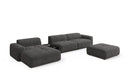 Designer Ecksofa Calm mit Beistellhocker und Beistelltisch in Bouclé