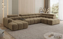 Designer Sofa Wohnlandschaft Mia mit elektrischer Sitzerweiterung in Chenille