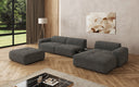 Designer Ecksofa Calm mit Beistellhocker und Beistelltisch in Bouclé