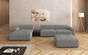 Designer Ecksofa Calm mit Beistellhocker und Beistelltisch in Bouclé
