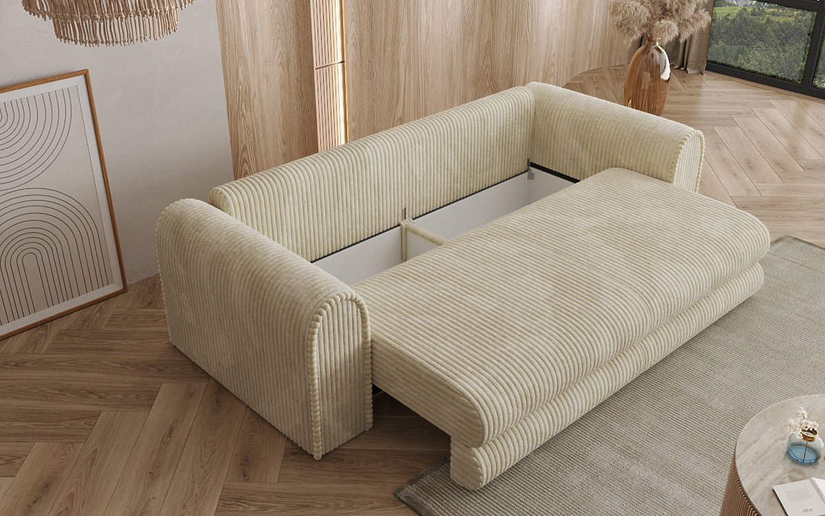Designer Sofa Lil Buddy 3 Sitzer mit Schlaffunktion und Stauraum in Breitcord