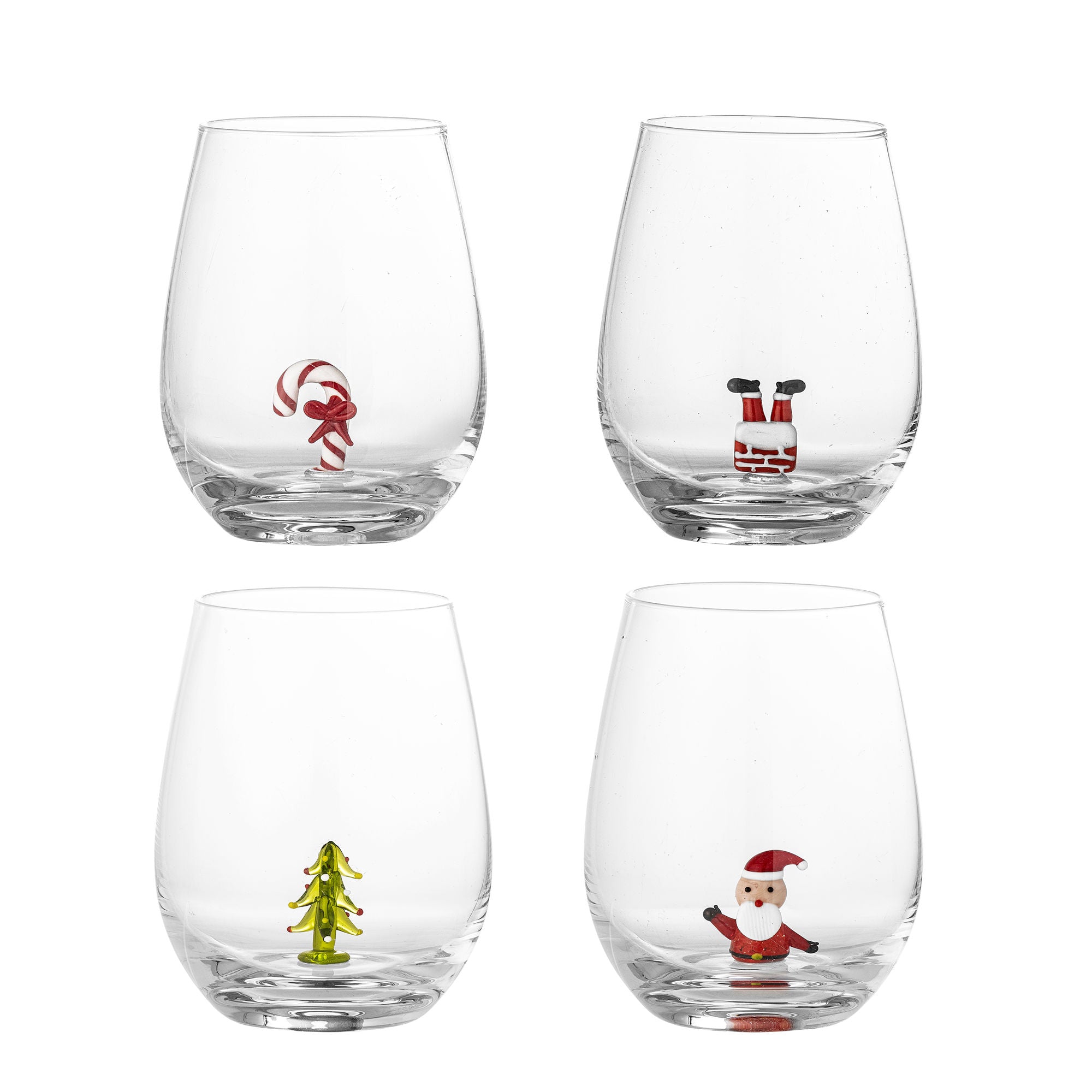 Trinkgläser Cala – Glas mit handgefertigten Figuren (4er-Set)