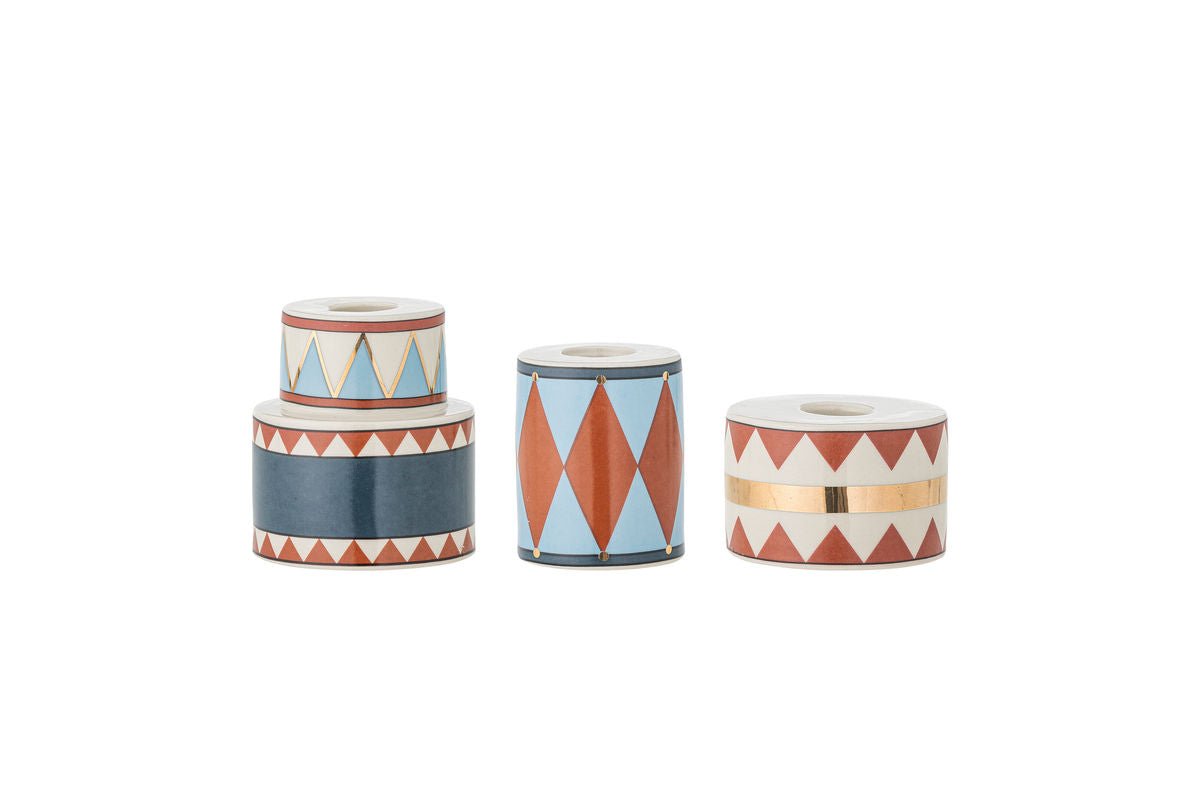 Kerzenhalter-Set Druma – Steingut, bunt (3er-Set)