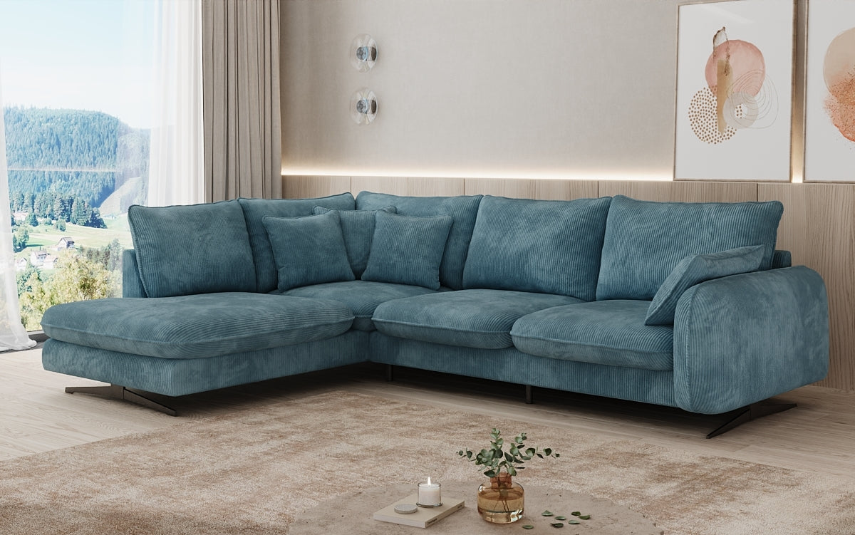 Designer Ecksofa Laguna mit Metallfüße in Cord