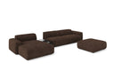 Designer Ecksofa Calm mit Beistellhocker und Beistelltisch in Bouclé