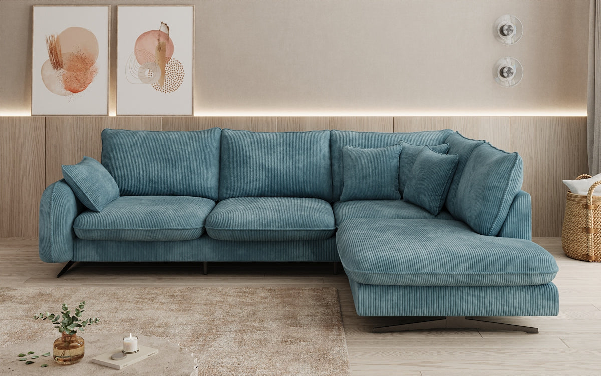 Designer Ecksofa Laguna mit Metallfüße in Cord