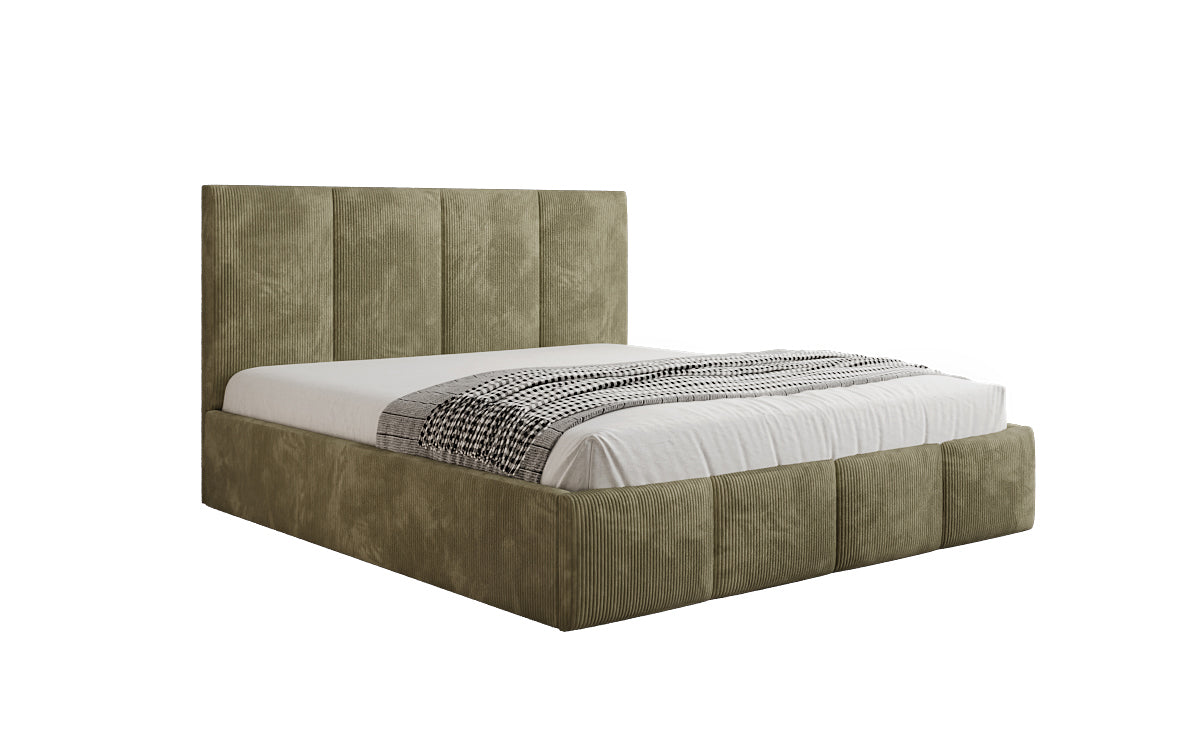 Designer Polsterbett Mina in Cord mit Stauraum