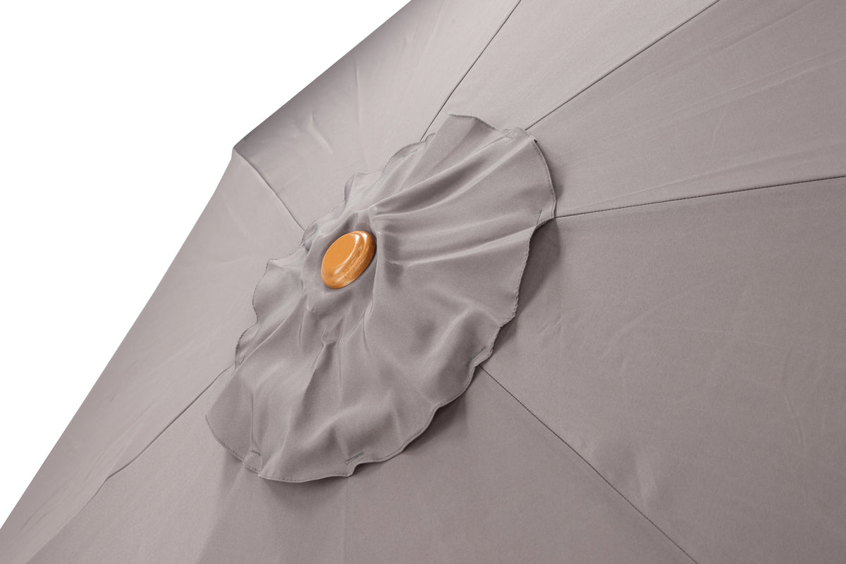 Sonnenschirm Frida – Ø300 cm in Grau mit Holzgestell aus Buche