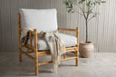 Sessel Bamboo - aus Bambus und Rattan mit hellgrauem Polster