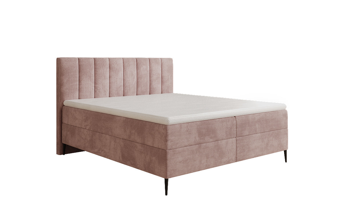 Boxspringbett Lucca in Cord mit Stauraum und Füßen