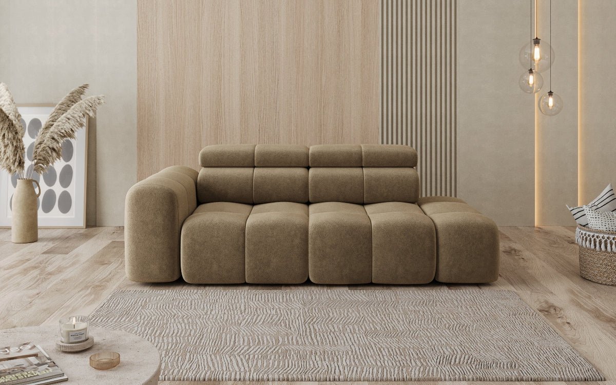 Designer Sofa 3-Sitzer mit Chaise Longue Mia in Chenille