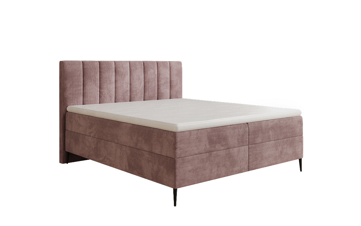 Boxspringbett Lucca in Cord mit Stauraum und Füßen