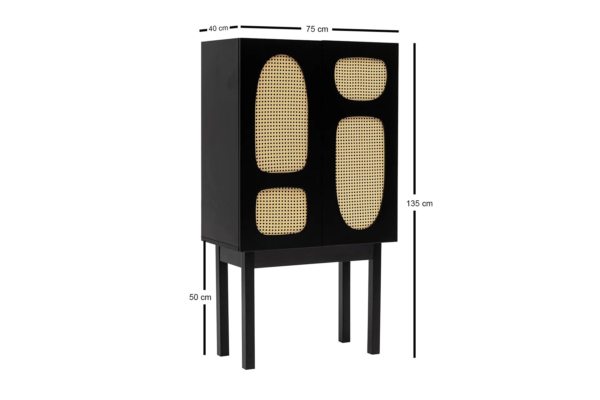 Designer Kommode Jorvella - aus Schwarz beschichtetem Holz