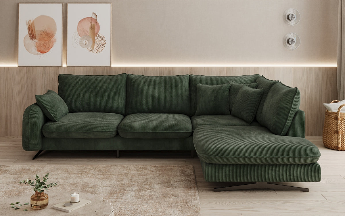 Designer Ecksofa Laguna mit Metallfüße in Cord