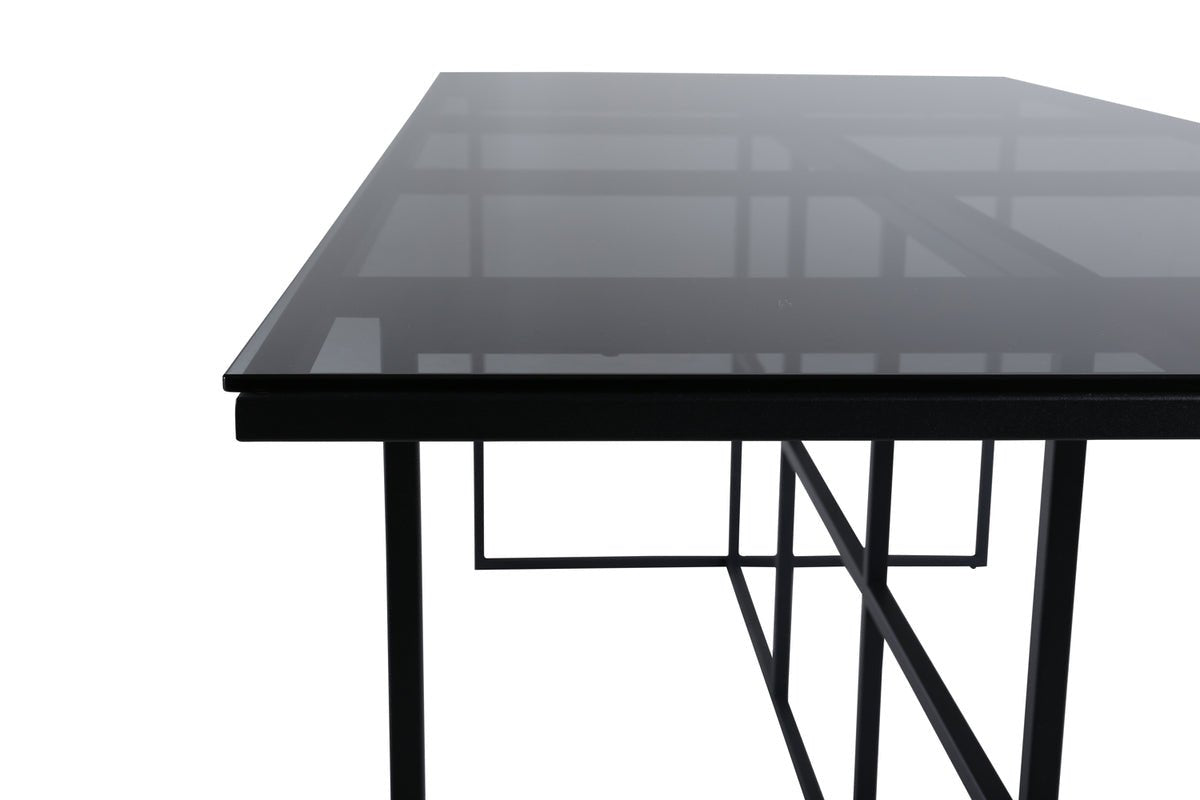 Esstisch Life - rechteckiger Esstisch in Schwarz aus Stahl und Glas