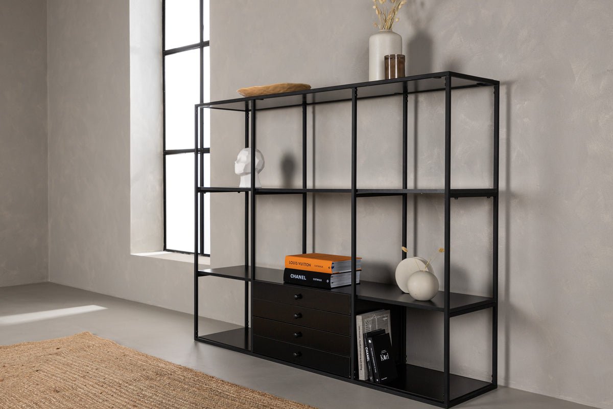 Regal Ravello – 150 cm, Schwarz, Modern Industrial Skandi