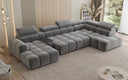 Designer Sofa Wohnlandschaft Mia mit elektrischer Sitzerweiterung in Chenille