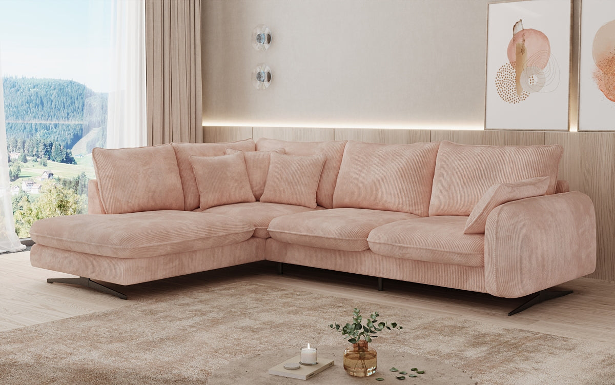 Designer Ecksofa Laguna mit Metallfüße in Cord