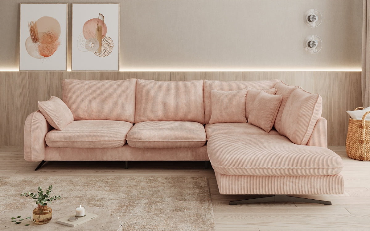 Designer Ecksofa Laguna mit Metallfüße in Cord
