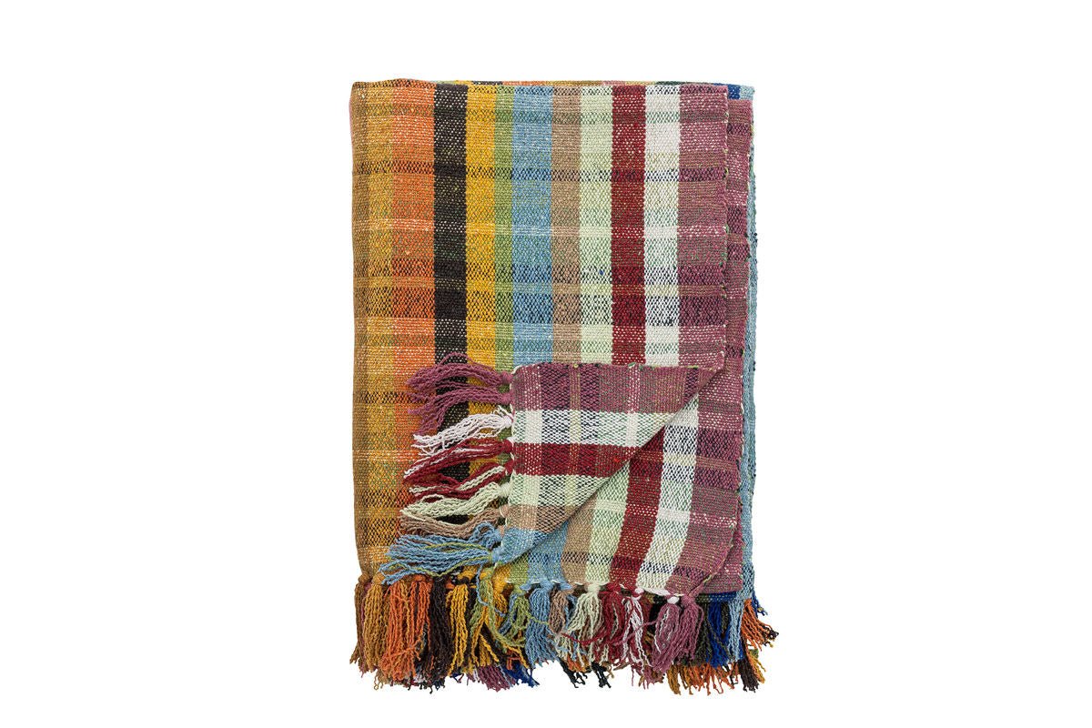 Überwurfdecke Tahi  - Bunt, aus recycelter Baumwolle