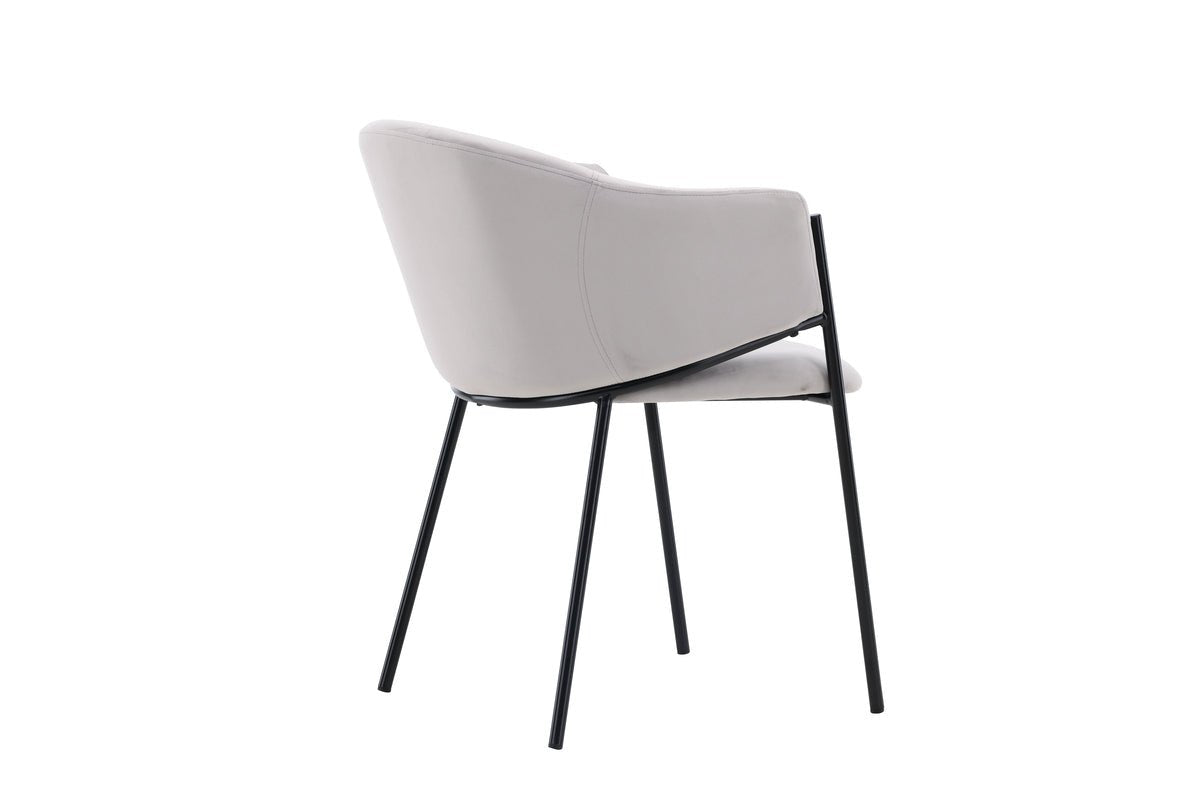 2er Set - Stuhl Calyra mit hellgrauem Samtstoff