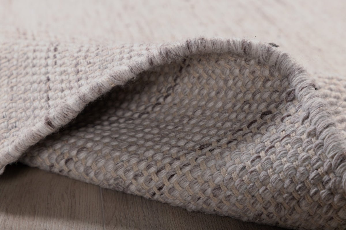 Teppich Zay – handgewebt in Beige aus Polyester & Baumwolle