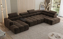 Designer Sofa Wohnlandschaft Mia mit elektrischer Sitzerweiterung in Chenille