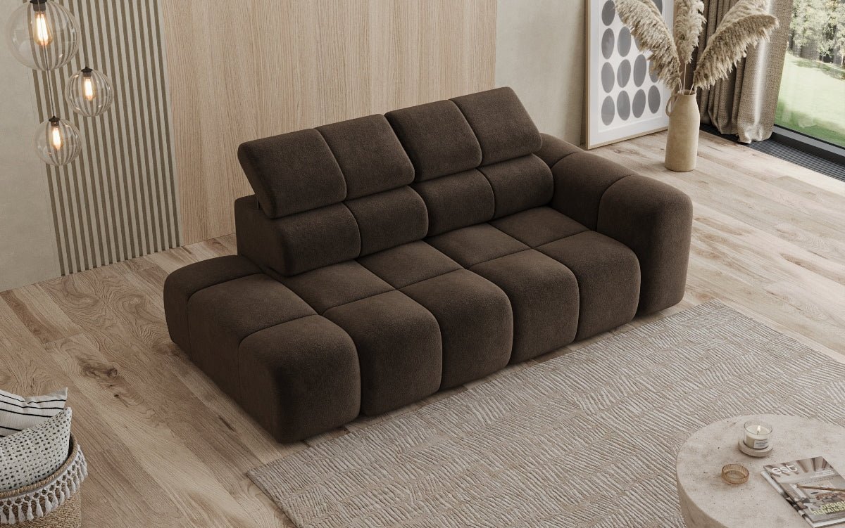 Designer Sofa 3-Sitzer mit Chaise Longue Mia in Chenille