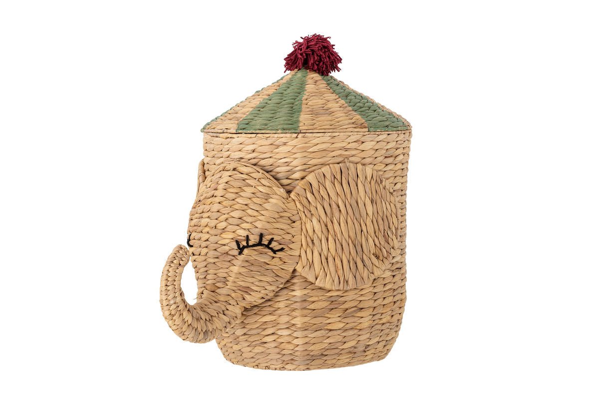 Kinder-Aufbewahrungskorb „Elmo“ mit Deckel – Naturmaterial aus Wasserhyazinthe