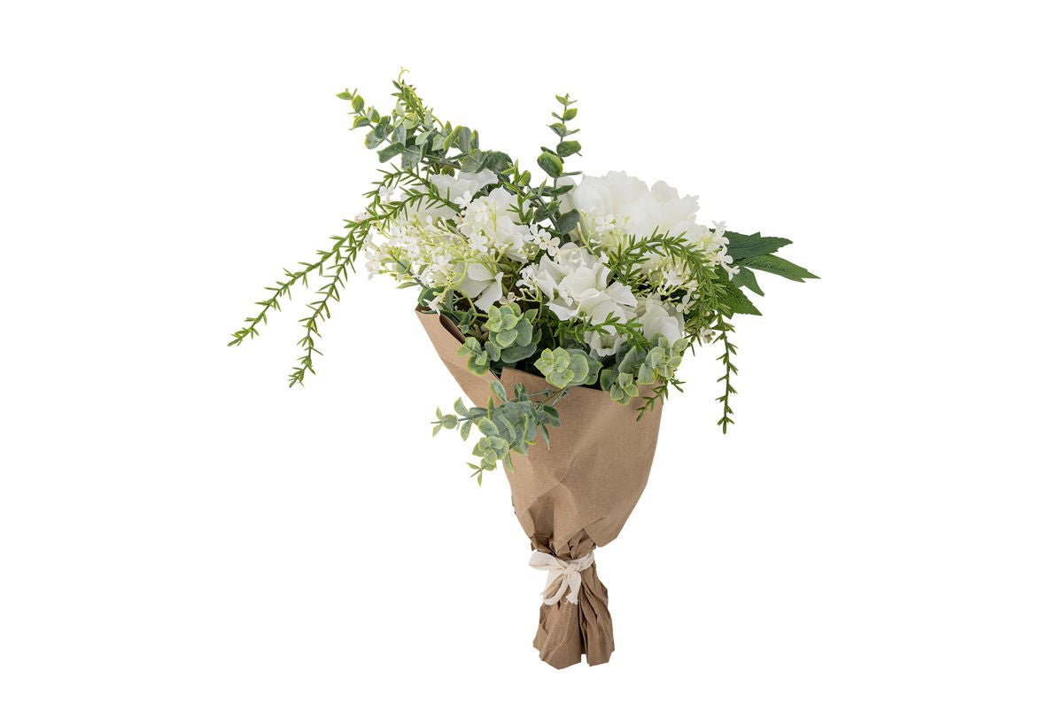 Künstlicher Blumenstrauß Sirmione – Weiße Chrysantheme mit Grünakzenten