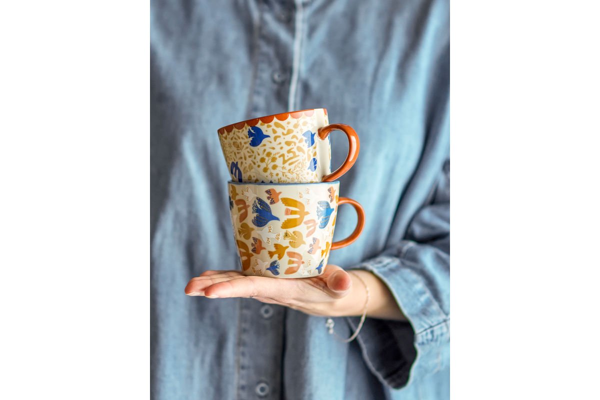 Becher-Set Salen – Buntes Steingut (2-teilig)